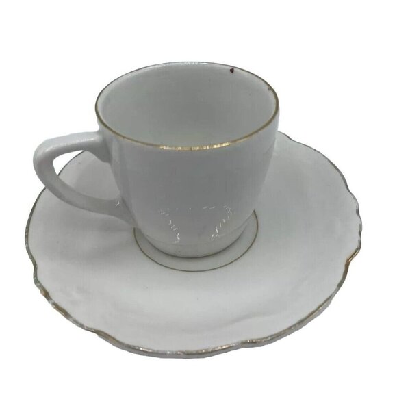 Vtg Demitasse Tea Cup Saucer Germany Crown Mark Floral Gold Tone Trim Regency - Picture 2 of 15
